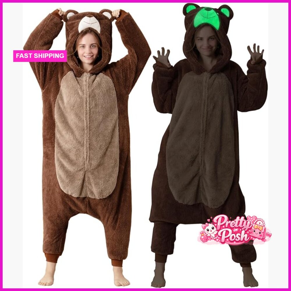 Glow in The Dark Plush Onesie Pajamas Halloween Cosplay Costume